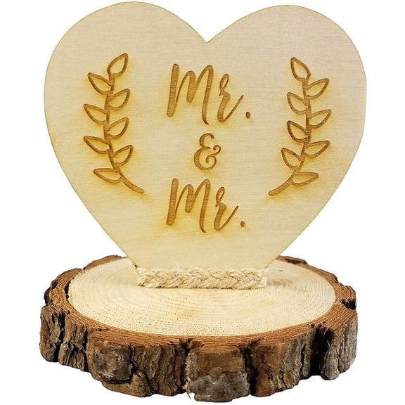 Rustic Wood Mr. & Mr. Gay Wedding Cake Topper