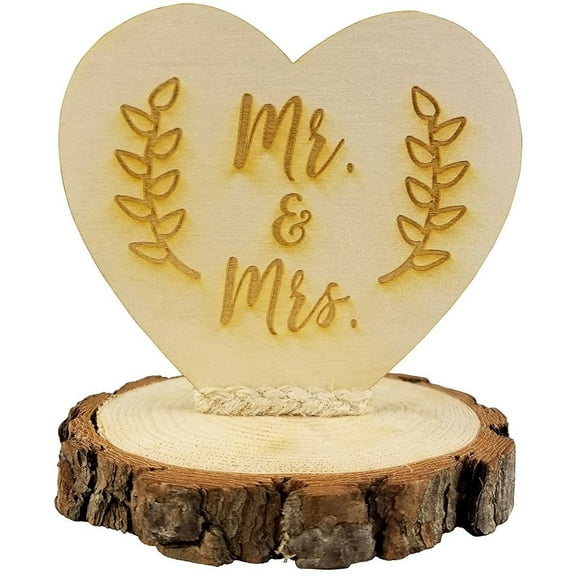 Rustic Wood Mr. & Mrs. Wedding Cake Topper