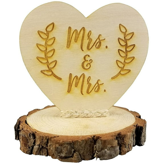 Rustic Wood Mrs. & Mrs. Gay Lesbian Wedding Cake Topper