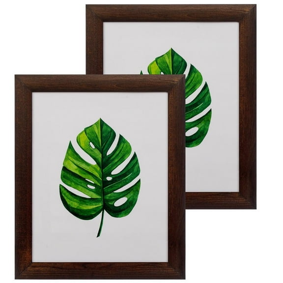 Rustic Wood Picture Frames 8x10 - Pack of 2 – Farmhouse Tabletop or Wall Mount Display with Glass, Dark Brown