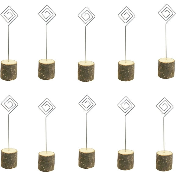 Rustic Wood Place Card Holders, 20 PACK Wooden Table Number Holder Stand Name Cards Photo Holders Memo Holders for Wedding Party Sign Food Cards Label