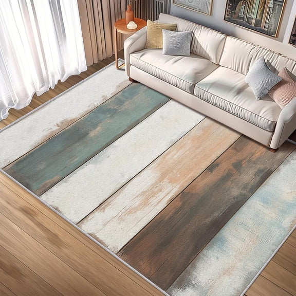Rustic Wood Plank Area Rugs, Wooden Texture Carpet, Washable Non Slip Low Pile Soft Rug for Bedroom Living Room Decor Mat 2x3ft