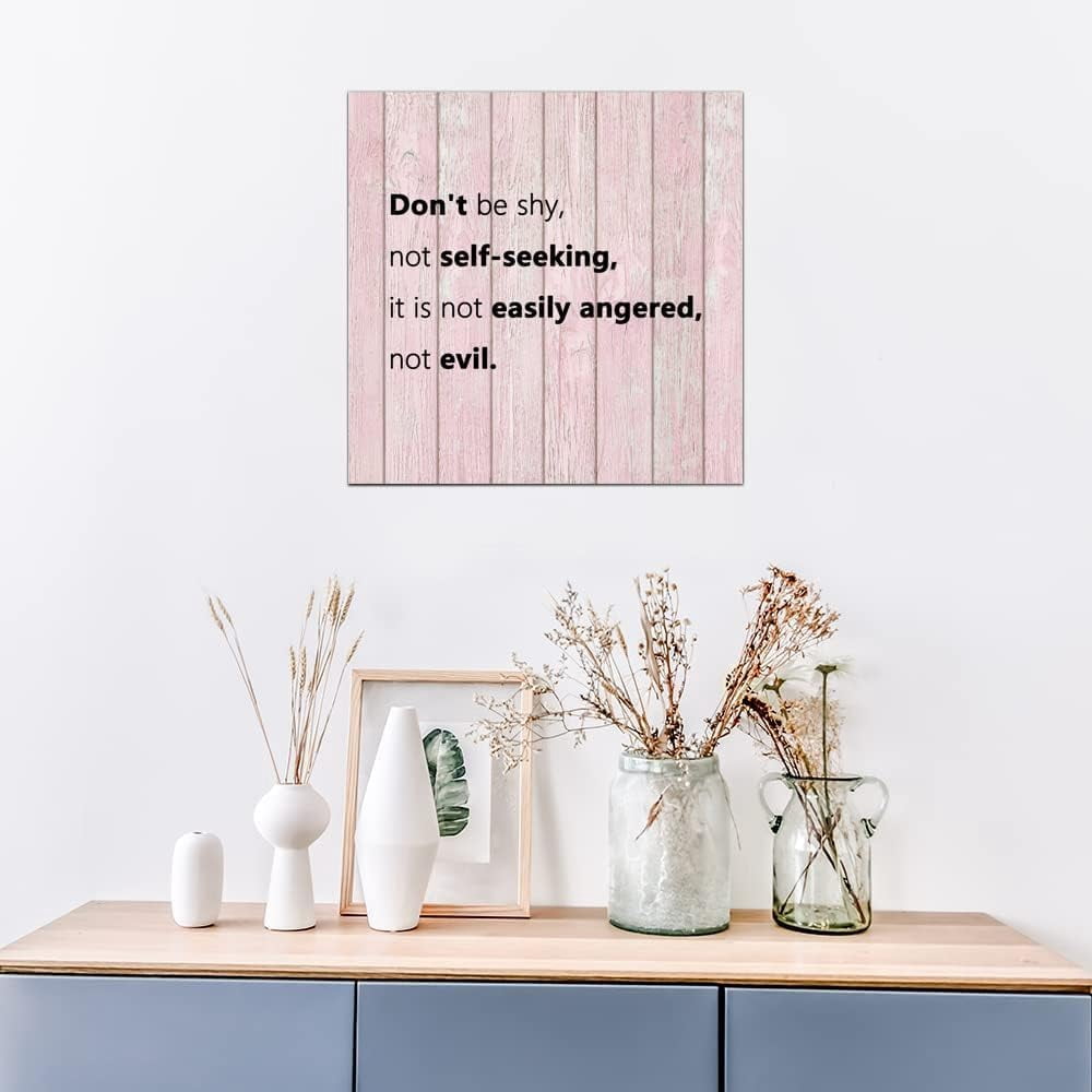 Not Evil Sign Rustic Wood Plaque Sign Don'T Be Shy Not Self-Seeking It Is Not Easily ...