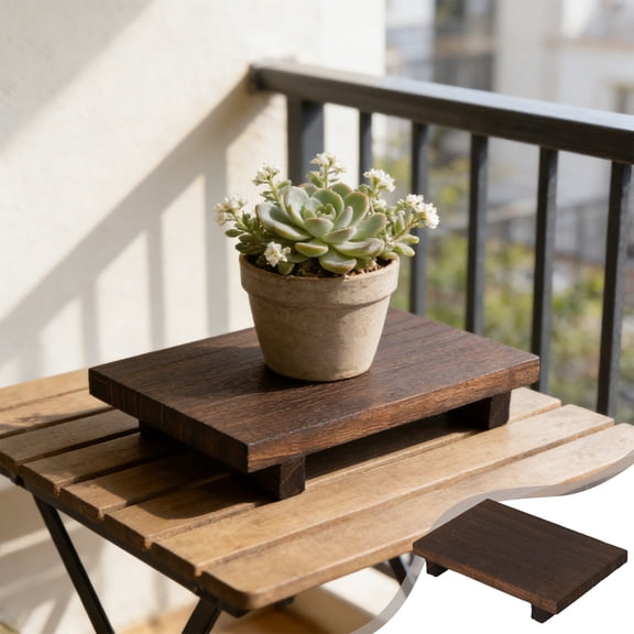 Rustic Wood Rectangular Riser Stand Pedestal For Farmhouse Kitchen Counter Or Home Decor, Solid Wood Elevated Display Tray, Durable Platform For Plants Candles Kitchenware, Minimalist Natural Finish
