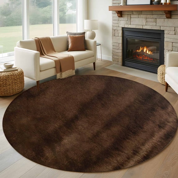 Rustic Wood Round Area Rug 7Ft Washable Circle Rugs for Dorm Laundry Room, Brown Wooden Planks Farmhouse Vintage Non-Slip Carpet Floor Mats Indoor Outdoor Carpet Runner Aesthetic Home Decor