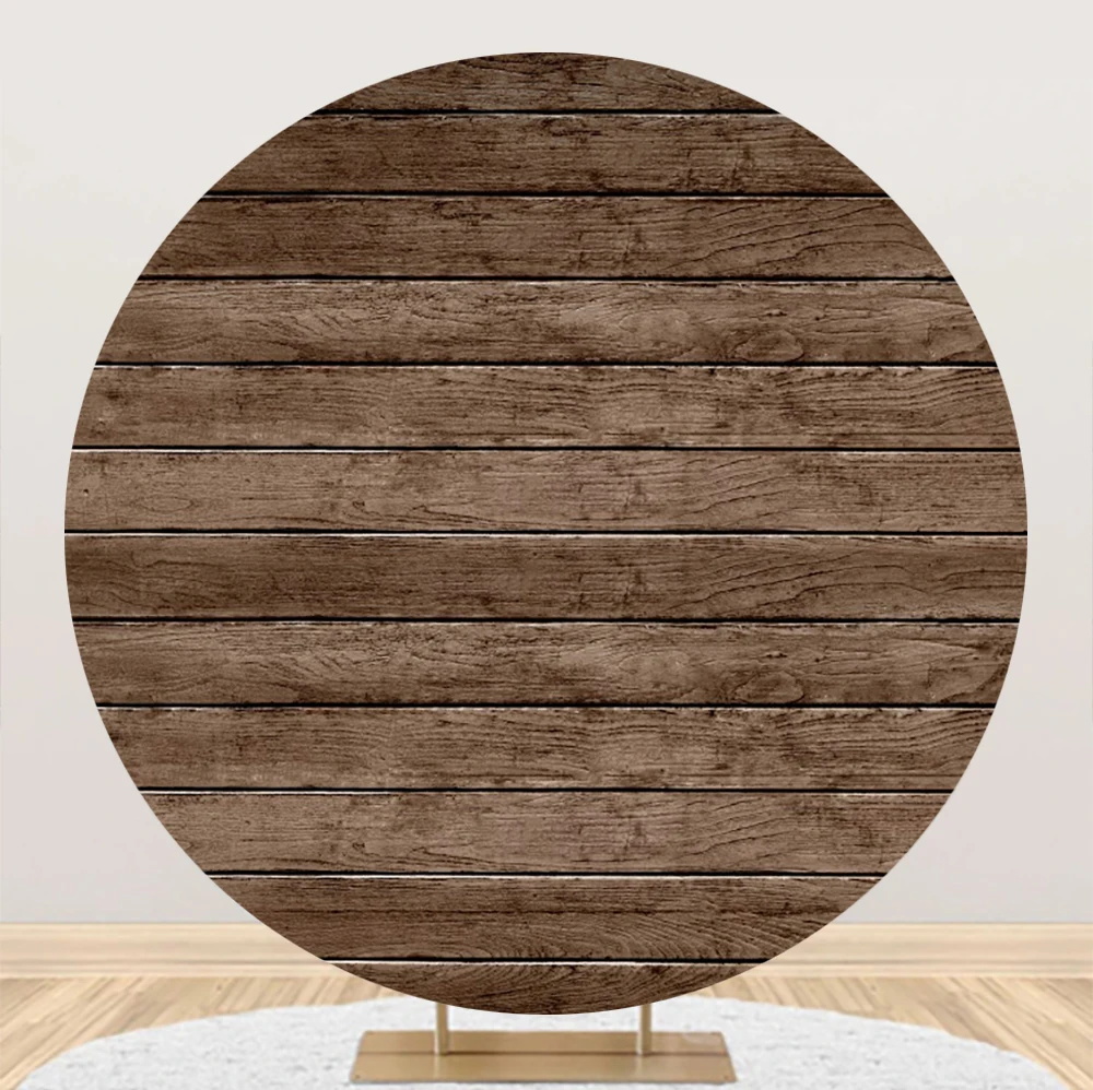 Rustic Wood Round Backdrop Cover Brown Wooden Board Wedding Baby Shower ...