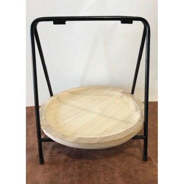 Rustic Wood Round Serving Dish Food Tray Stand Centerpiece Unstained