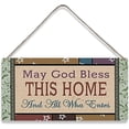 thumbnail image 1 of Rustic Wood Sign Hanging Wall Decor May God Bless This Home Hanging Signs Perfect for Home Decor 10x5 Inch, 1 of 3