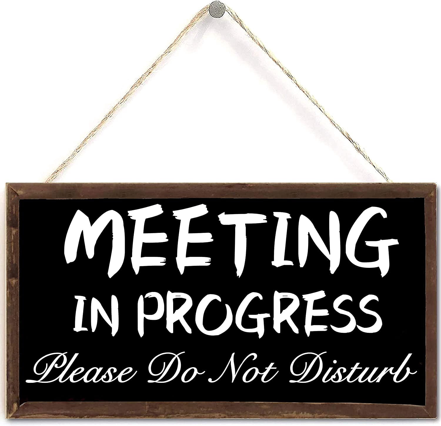 Rustic Wood Sign Hanging Wall Decor Meeting in Progress Please Do Not ...