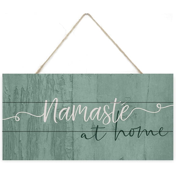 Rustic Wood Sign Hanging Wall Decor Namaste at Home Wooden Plank Sign 10x5 Inch