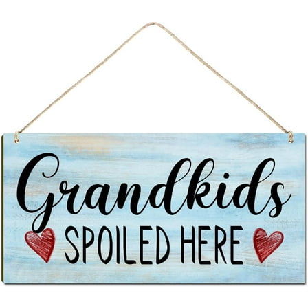 Rustic Wood Sign Hanging Wall Decor Welcome Sign Grandkids Spoiled Here House Warming Gift Funny Decorations Rustic Farmhouse Wall Pediments Art Decor Front Door Welcome Sign10x5 Inch