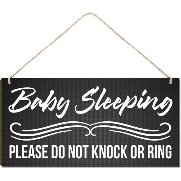 Rustic Wood Sign Hanging Wall Decor Welcome Sign Baby Sleeping Please Do Not Knock or Ring House Warming Gift Funny Wreaths Decorations Rustic Farmhouse Wall Pediments Decor 10x5 Inch