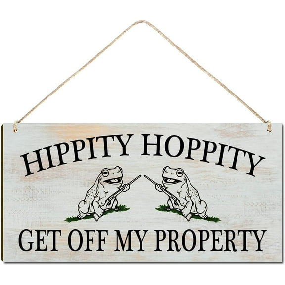 Rustic Wood Sign Hanging Wall Decor Welcome Sign Hippity Hoppity Get off my Property House Warming Gift Funny Rustic Farmhouse Wall Pediments Art Decor 10x5 Inch