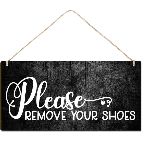 Rustic Wood Sign Hanging Wall Decor Welcome Sign Please Remove Your Shoes House Warming Gift Funny Wreaths Decorations Rustic Farmhouse Wall Pediments Art Decor 10x5 Inch