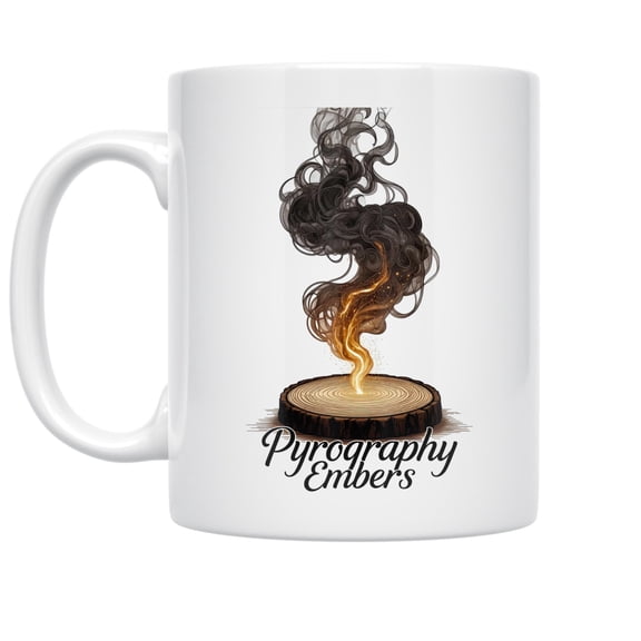 Rustic Wood Slice Smoke Design - Pyrography Enthusiast - 11 oz Ceramic Coffee Mug