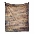 thumbnail image 1 of Rustic Wood Soft Flannel Fleece Throw Blanket, Arrangement with Planks Earthy Toned Image Old Weathered Look Print, Cozy Plush for Indoor and Outdoor Use, 60" x 80", Pale Grey and Umber, by Ambesonne, 1 of 6