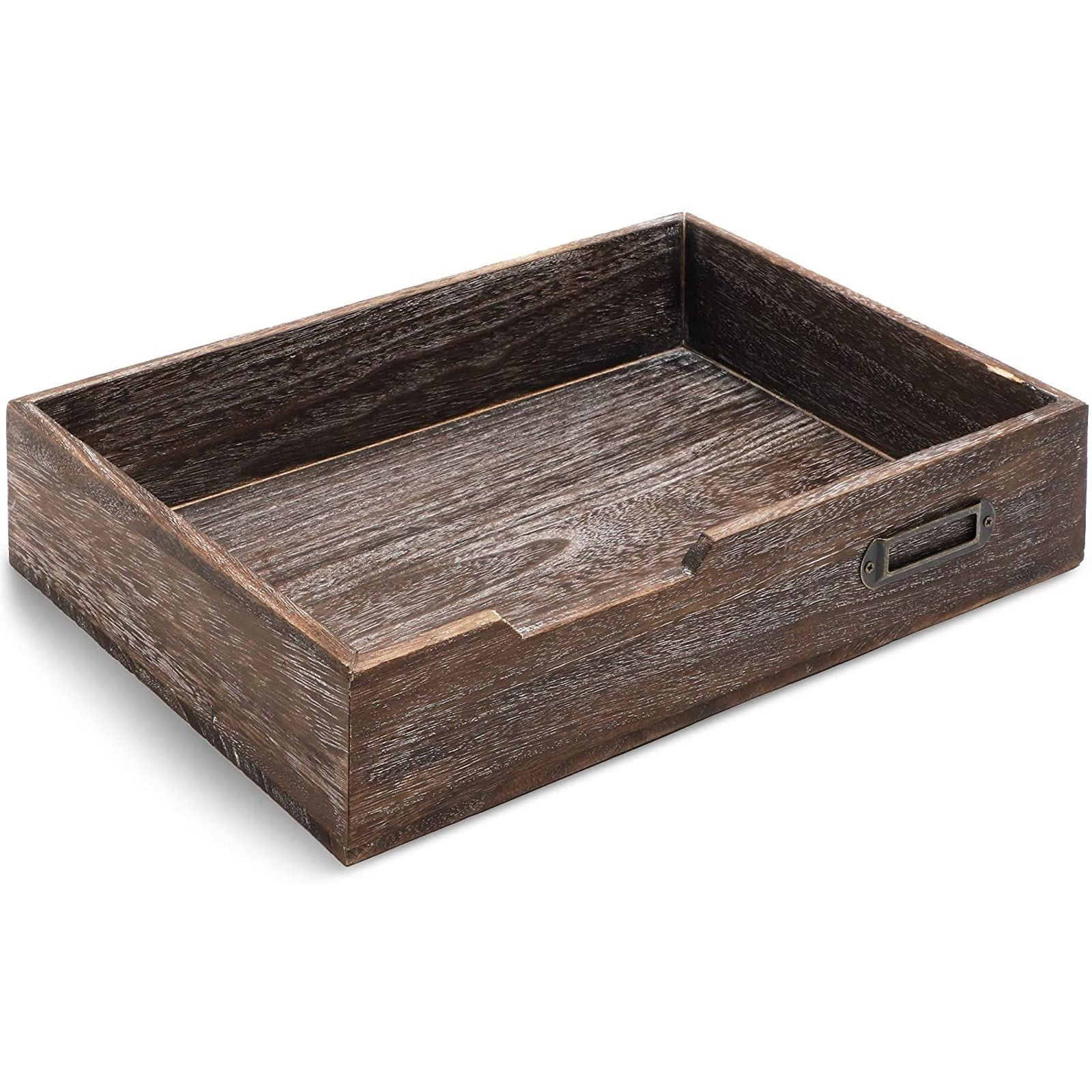 JUVALE Rustic Wood Stackable Paper Tray for Office and Organization (13.6 x 9.75 In)