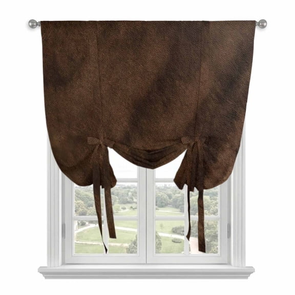 Rustic Wood Tie Up Curtains for Windows, Adjustable Balloon Window Shades, Brown Wooden Planks Farmhouse Vintage Kitchen Window Treatments Adjustable Roll Up Curtain for Basement/Nursery 52"x45"
