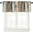 thumbnail image 1 of Rustic Wood Valance Curtain Brown Wooden Blue Wood Plank Board Panel Reducing The Light Rod Pocket Valance Window Treatments 1 Panel Short Curtains for Kitchen Farmhouse 54 x 18 in, 1 of 6
