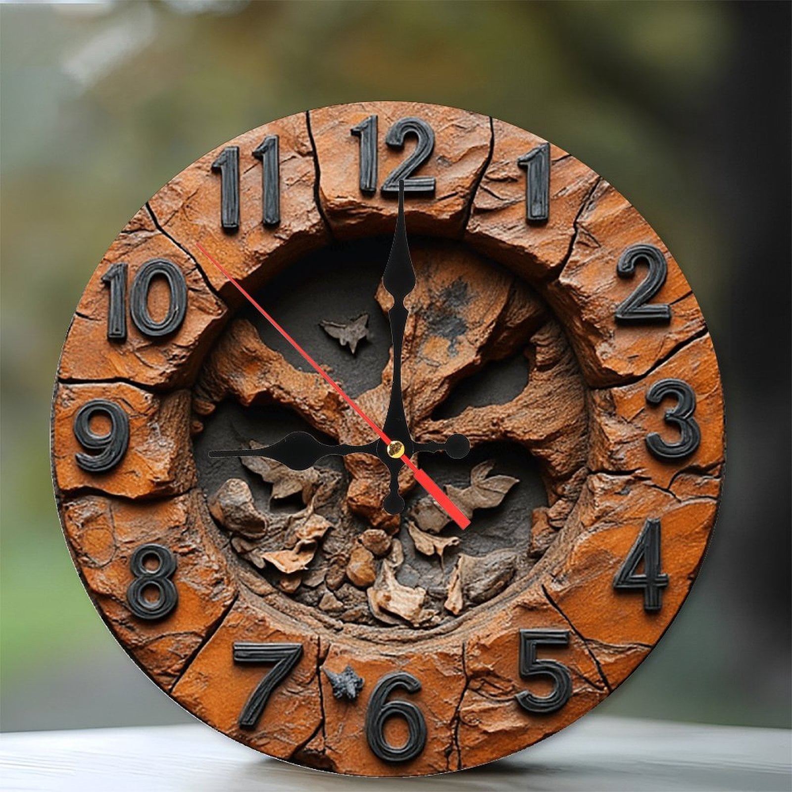 Rustic Wood Wall Clock Unique Design Home Decor 10-Inch Silent Wooden ...
