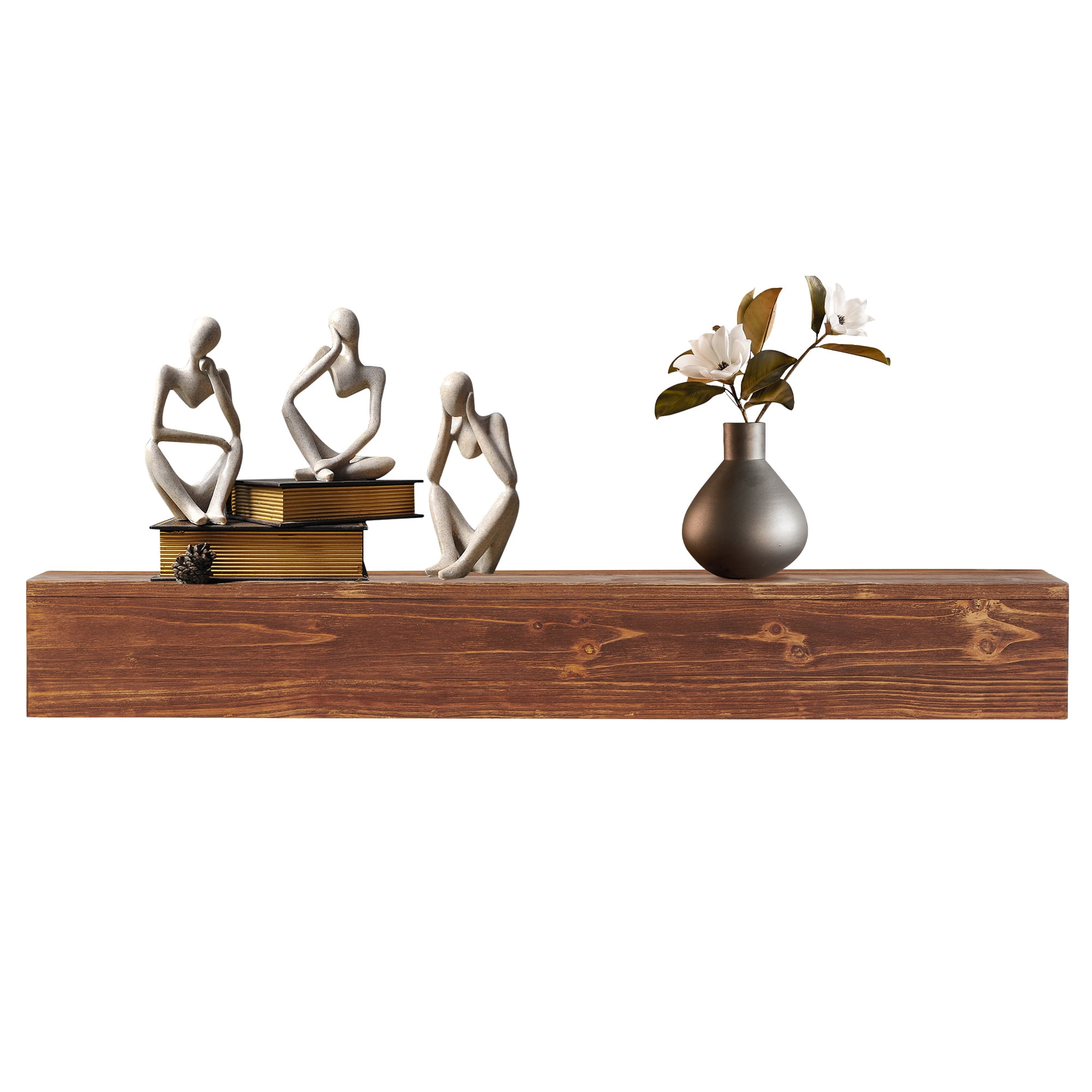 Rustic Wood WallMounted Fireplace Mantel Shelf 48 Inch Home Decor