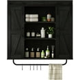 thumbnail image 1 of Rustic Wood Wall Storage Cabinet with Two Sliding Barn Door, 3-Tier Decorative Farmhouse Vintage Cabinet for Kitchen Dining, Bathroom, Living Room,Black, 1 of 16