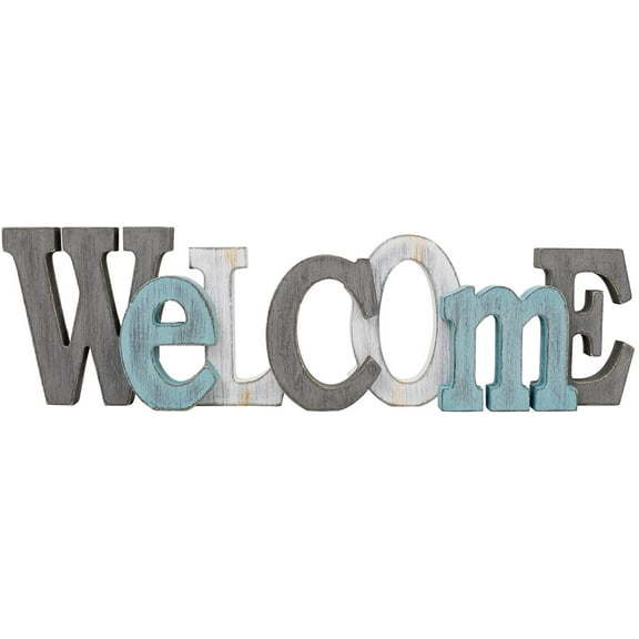 Rustic Wood Welcome Letters Sign Cutout Welcome Word Free Standing Table Top Sign Wall Mounted Welcome Letters Decor