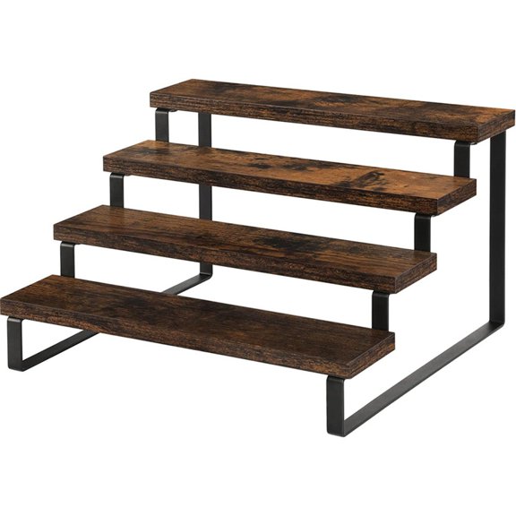 Rustic Wooden 4-Tier Spice Rack Organizer - Kitchen Display Shelf for Sundries