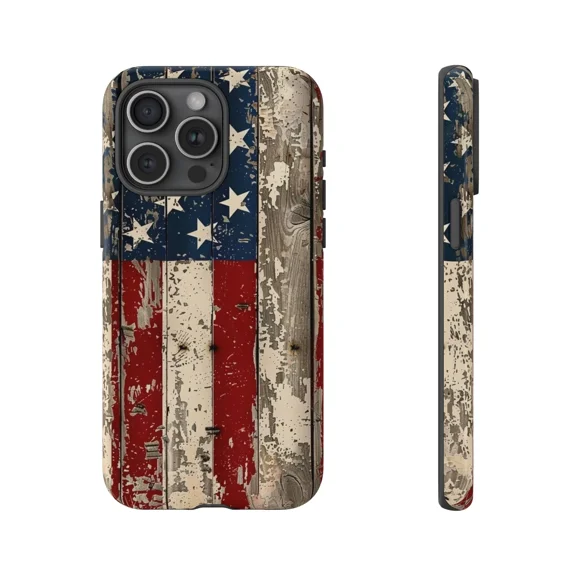 Rustic Wooden American Flag Art Phone Case for iPhone 17 16 15 14 13 12 11 Pro Max