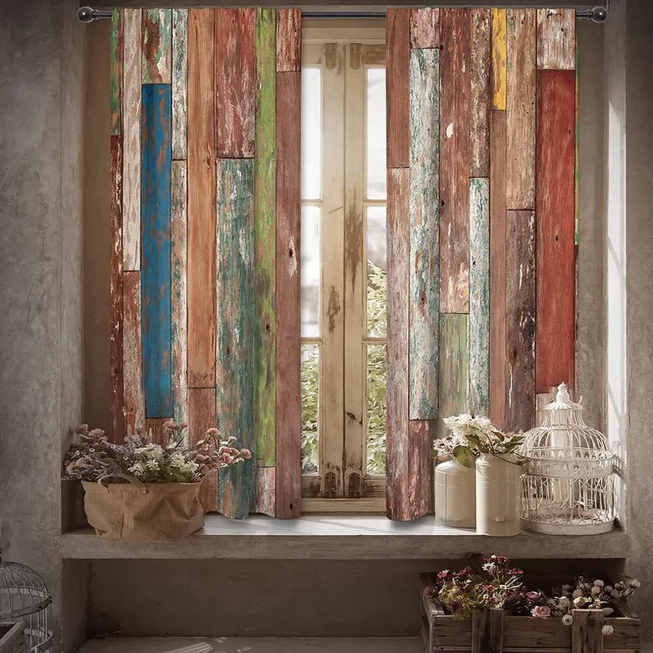 Rustic Wooden Barn Door Curtains Western Cabin Wood Plank Country Art  Printed Living Room Bedroom Window Drapes 2 Panels - Walmart.com, image size:1280x1280