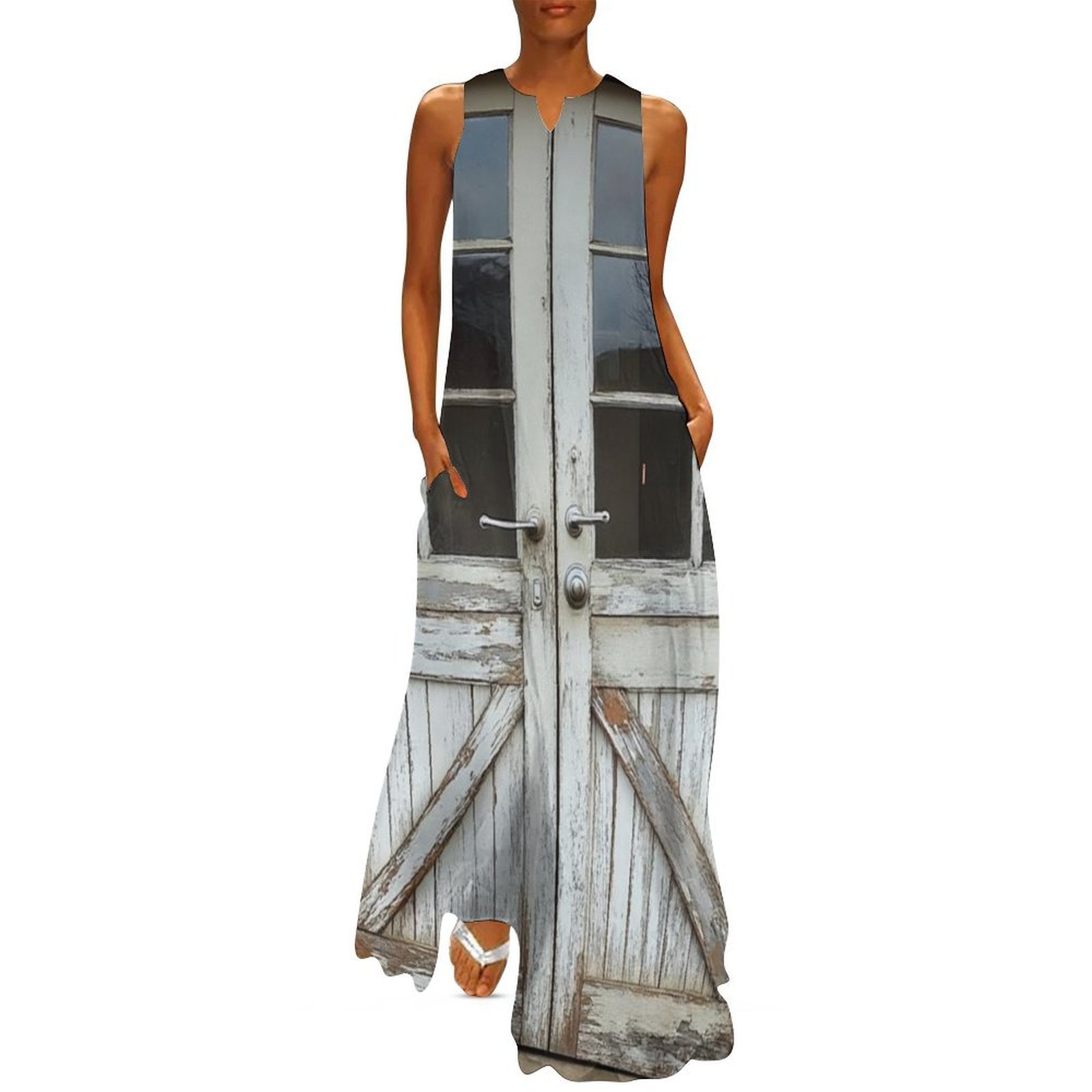 Rustic Wooden Barn Door Decor Long Dress luxury evening dresses women ...