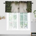 thumbnail image 1 of Rustic Wooden Barn Door Valance Rod Pocket Window Curtain for Kitchen Farmhouse Country Vintage Green Leaves Window Treatment Valance Curtains for Bathroom 54 by 18 in, 1 Panel, 1 of 6