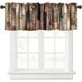 thumbnail image 1 of Rustic Wooden Barn Door Valances Curtains Wood Plank Brown Barnwood Western Country Style Lodge Farmhouse Short Curtain Valance for Kitchen Bathroom Decor with Rod Pocket, One Panel 54X18 Inches, 1 of 6