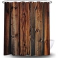 thumbnail image 1 of Rustic Wooden Board Shower Curtain, Western Barnwood Farmhouse Old Wood Plank Dark Brown Bath Curtains, Waterproof Fabric Bathroom Accessorry Sets with Hooks, 69x70 Inches, 1 of 3