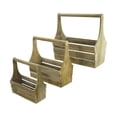 thumbnail image 1 of Rustic Wooden Caddy Holder - Handcrafted Wooden Bottle Carrier, White, Set of 3, ABN5E136-WHT, 1 of 5