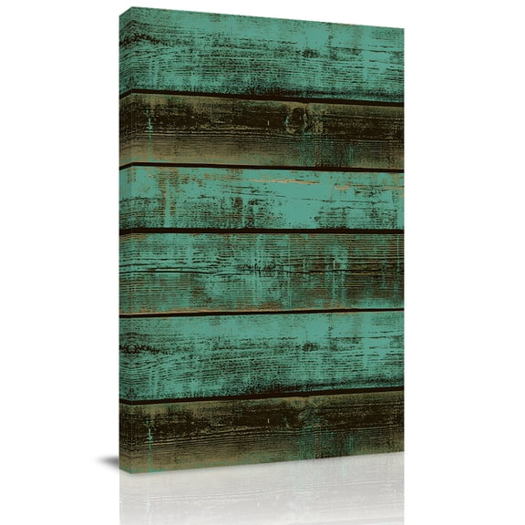 Rustic Wooden Canvas Wall Art for Living Room, Retro Farmhouse Country Turquoise Plank Poster Print Painting for Bedroom Office Home Decoration Wall Pictures Prepare To Hang 22"x28"