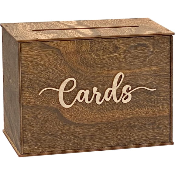 Rustic Wooden Card box 12x9x7 Inch Gift Card Box for Wedding Birthday Baby Shower Graduation Party