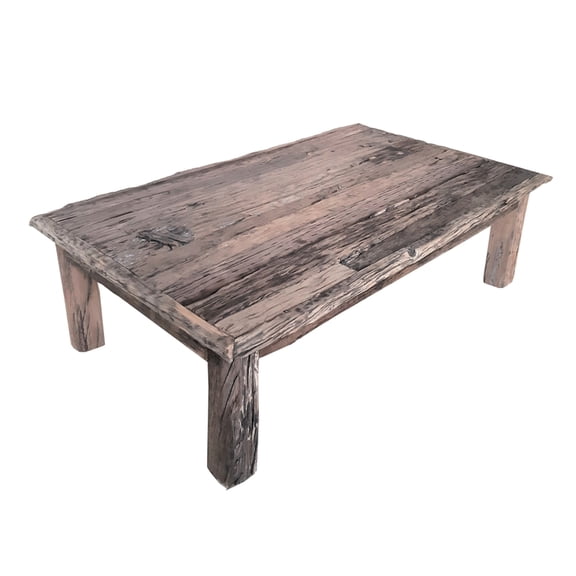 Rustic Wooden Coffee Table, 59x35.5x17.5", 100% Old Wood, Antique Living Room Accessory Style Area