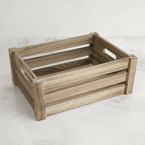 Rustic Wooden Crate with Handles Solid Paulownia Wood Nesting Storage Box for Display Risers, Vendor Events & Vintage Farmhouse Decor