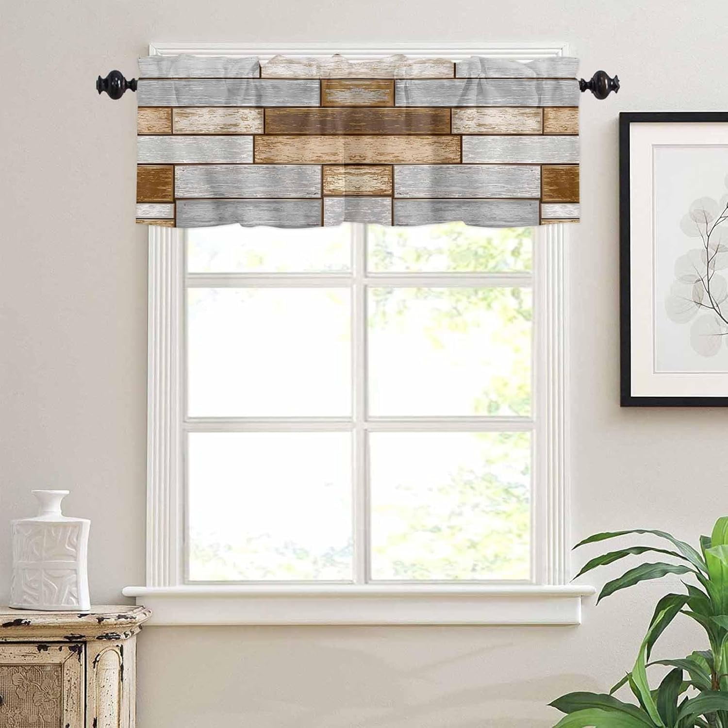 Rustic Wooden Curtain Valances for Windows, Farmhouse Country Style ...