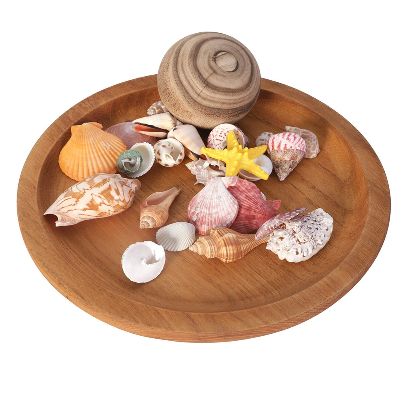 Acaoa Wood Round Decorative Tray 12.5" Rustic Decorative Small Tray for ...