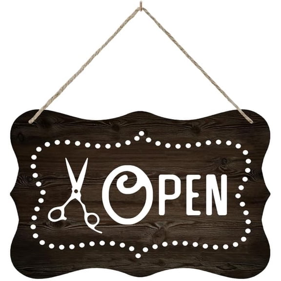Rustic Wooden Door Hanging Wall Art Sign Hair Salon Open Closed Signstore Sign Business Sign Hanging Wood Home Decor Decorations Wooden Decorative House Farmhouse 12 X 8 Inch