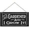 Rustic Wooden Door Hanging Wall Art Sign I'M A Gardener And I Grow It