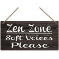 thumbnail image 1 of Rustic Wooden Door Hanging Wall Art Sign Zen Zone Soft Voices Please Wood Sign Please Do Not Rustic Minimalist Outdoor Wood Wall Art For Farmhouse Porch Or Entryway Home Decor 12 X 6 Inch, 1 of 4