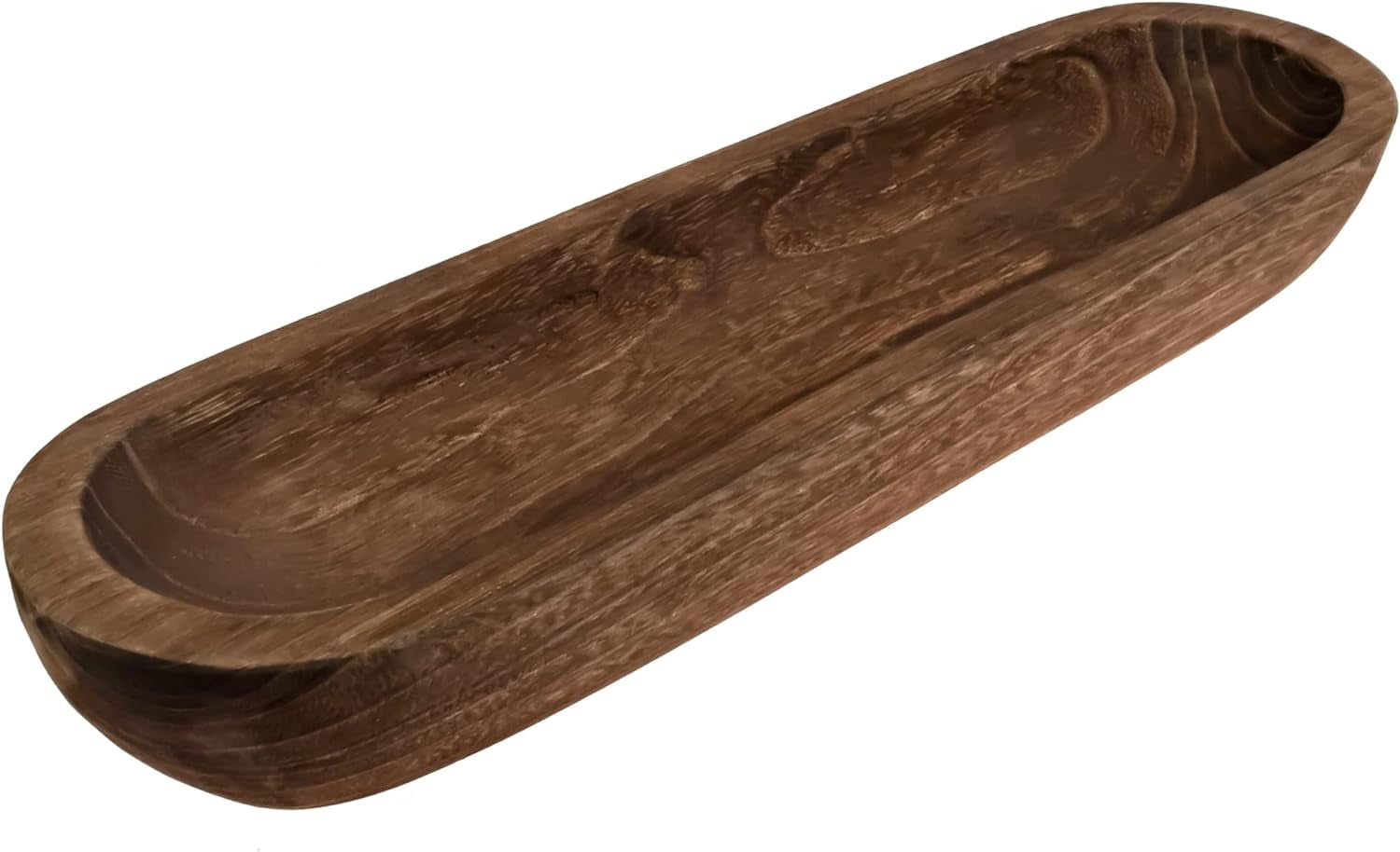 Rustic Wooden Dough Bowl 19.3” Decorative Bowl For Home Decor Oval