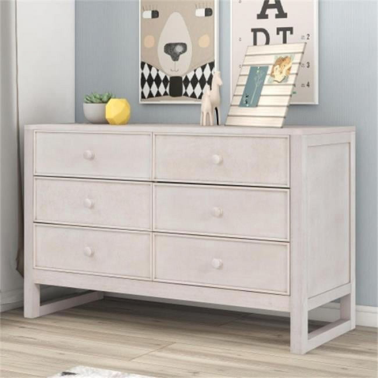 Rustic Wooden Dresser with 6 Drawers Storage Cabinet for Bedroom ...