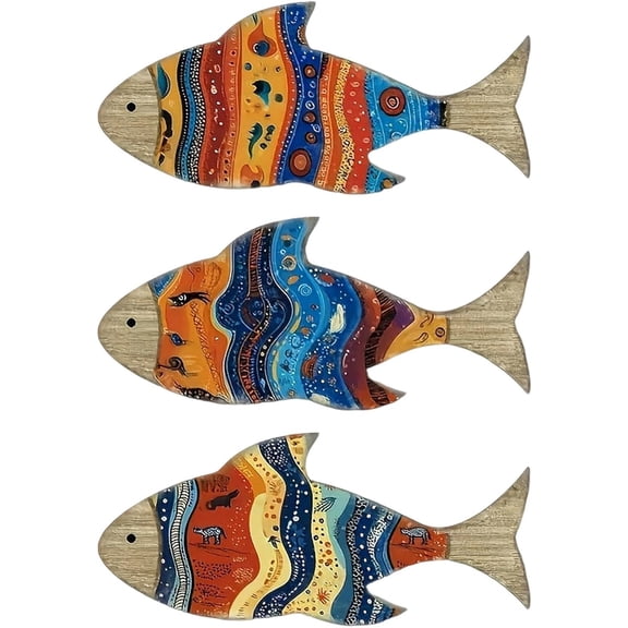 Rustic Wooden Fish Wall Art - Handcrafted Coastal Nautical Decor, Lightweight Tropical Ornament for Beach Theme, Lakehouse, Bathroom, and Living Room(DSF)