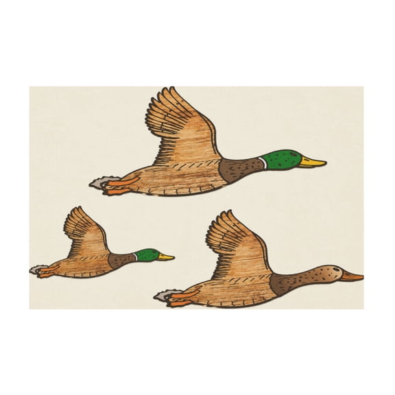 Rustic Wooden Flying Ducks Canvas Wall Art Set of 3 For Living Room Nursery Bedroom Classroom 12*18in