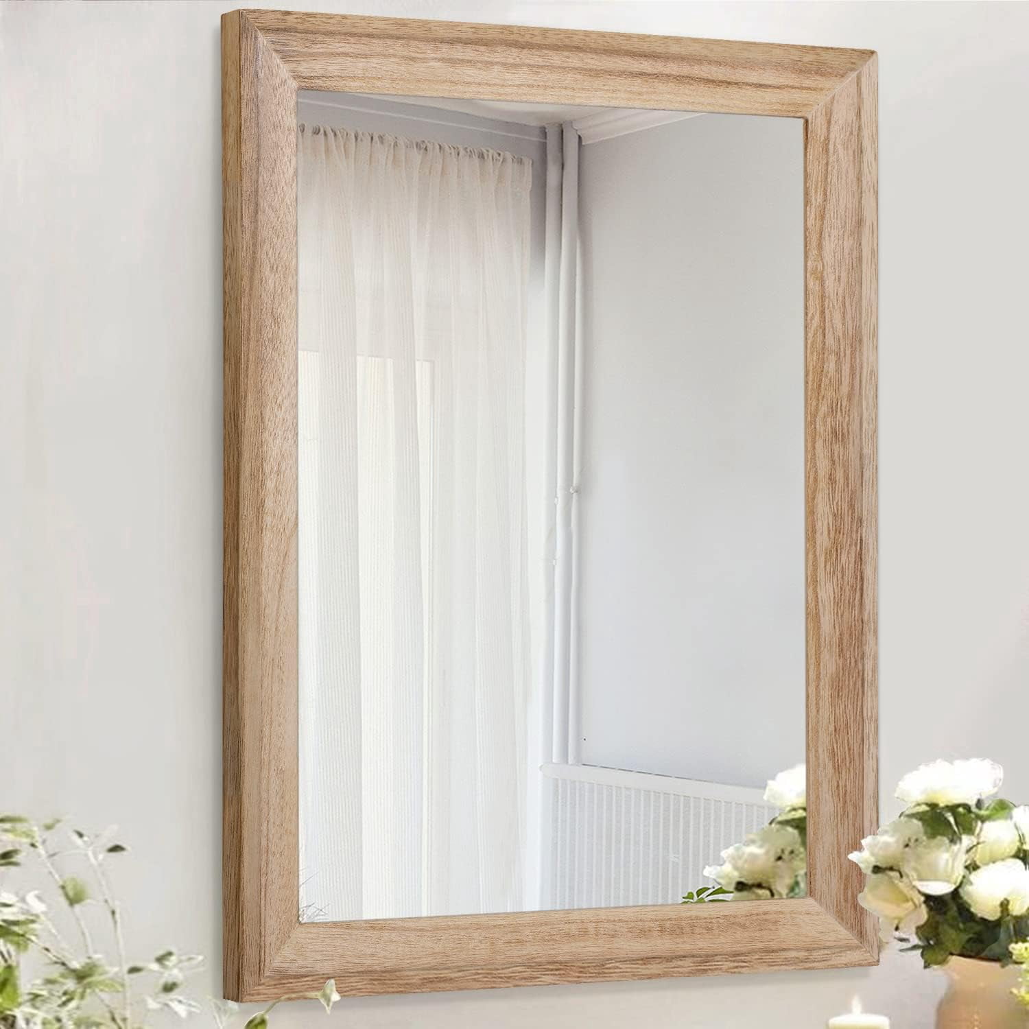 Rustic Wooden Rectangle Wall Mirror 26