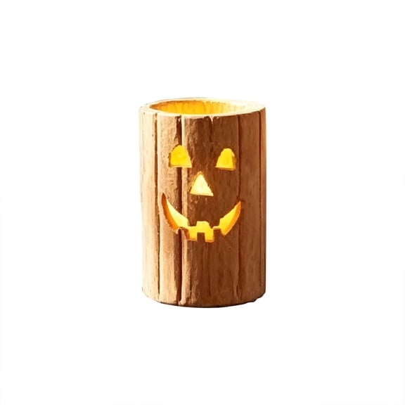Rustic Wooden Halloween Pumpkin Lantern Light Up Jack O Lantern Tabletop Candle Holder Fall Home Desk Decor